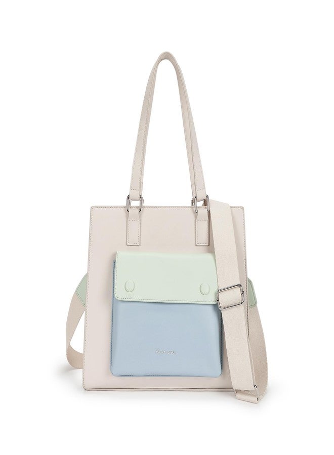 Fastrack Dual Contrast Satchel Bag for Women | Faux Leather Handbag with Zipper Closure, Dual Handles, Inner Pockets and Detachable Strap | Stylish Everyday Bag for College, Office and Casual Outings - Image 1